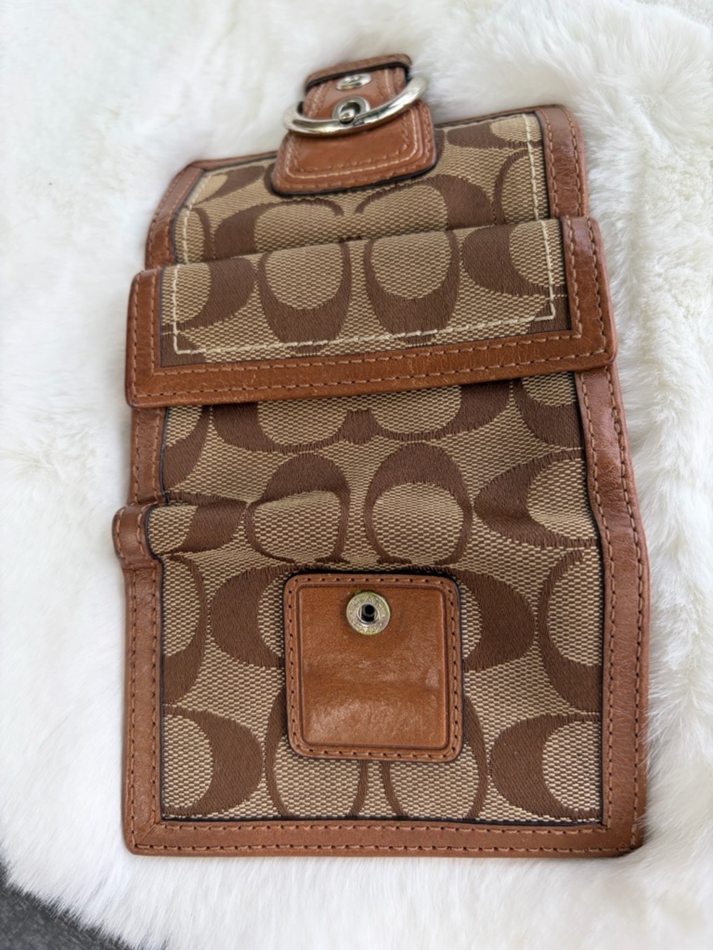 Vintage Coach Brown Signature Canvas Wallet with Silver Buckle - Picture 2 of 5